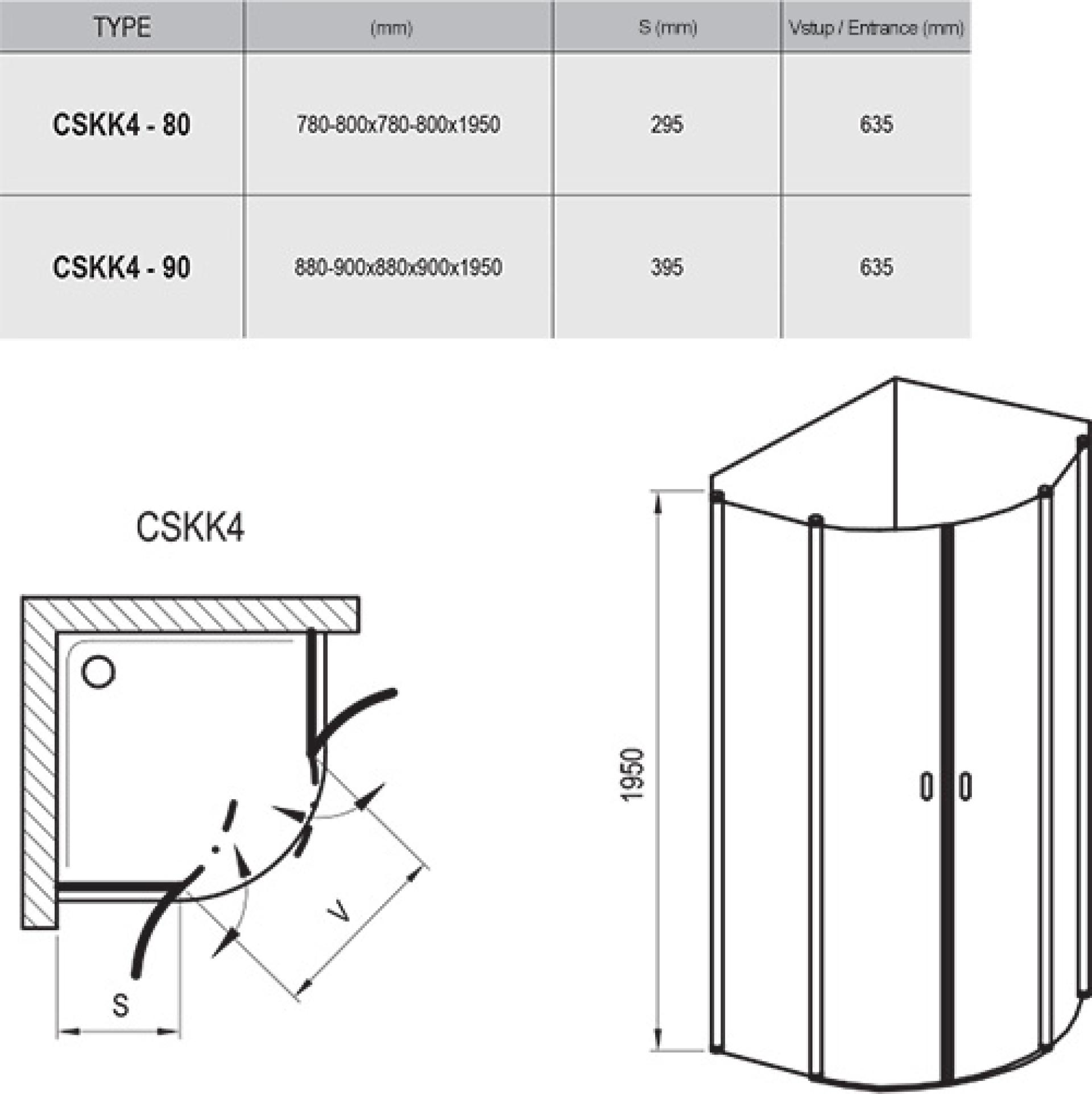 Душевой уголок Ravak Chrome CSKK4-90 блестящий+транспарент 3Q170C00Z1