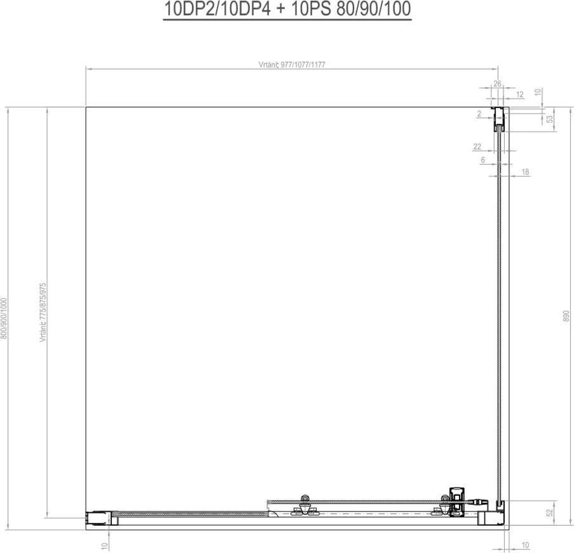 Душевой уголок Ravak 10° 10DP4-190+10PS-100 белый+транспарент