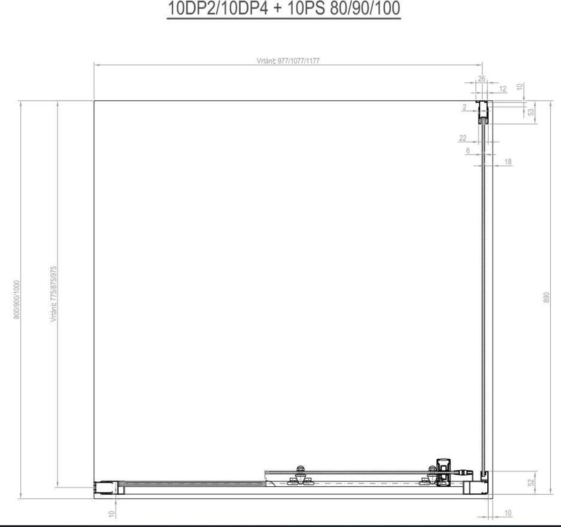 Душевой уголок Ravak 10° 10DP4-130+10PS-100 белый+транспарент