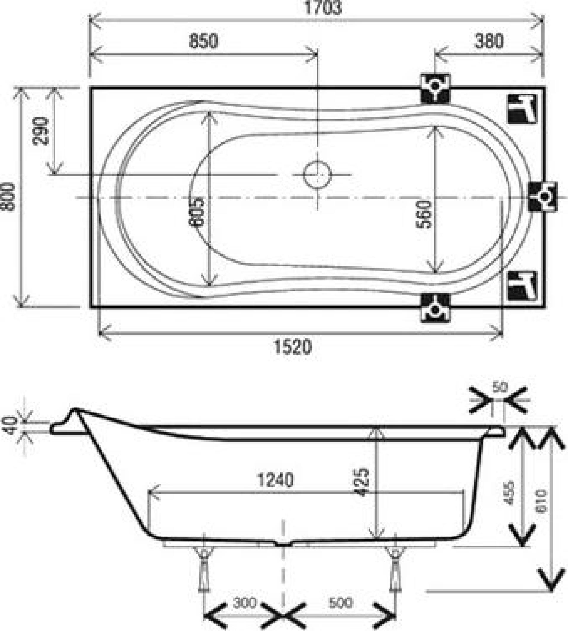 Акриловая ванна 170х80 Ravak Fresia 170 CC01000000