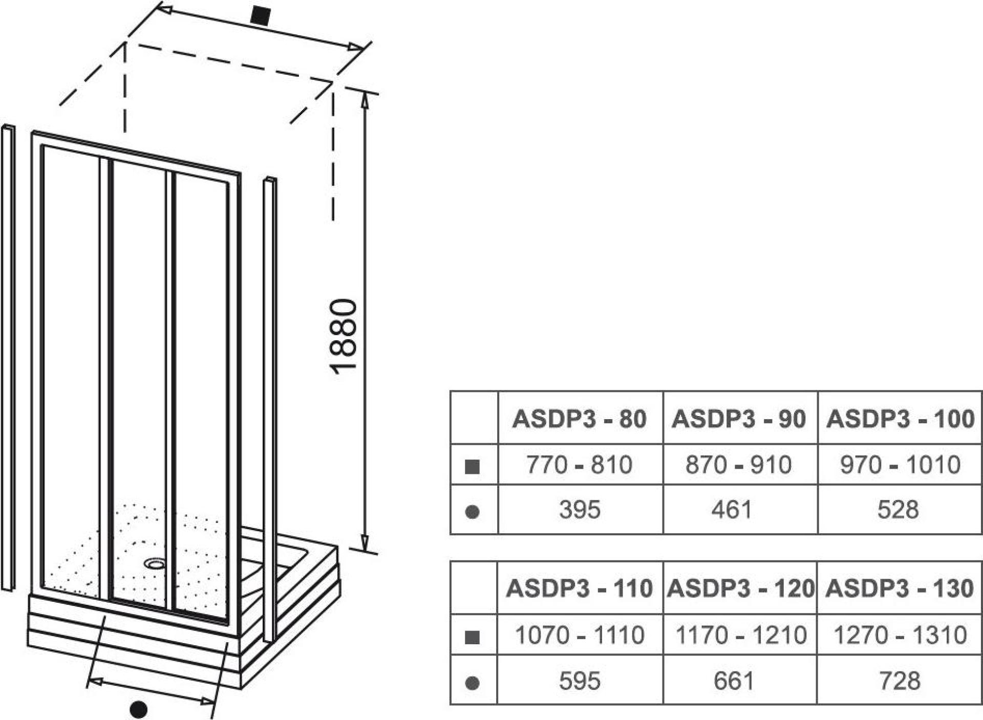 Душевой уголок Ravak Supernova ASDP3-90+APSS-90 белый+транспарент