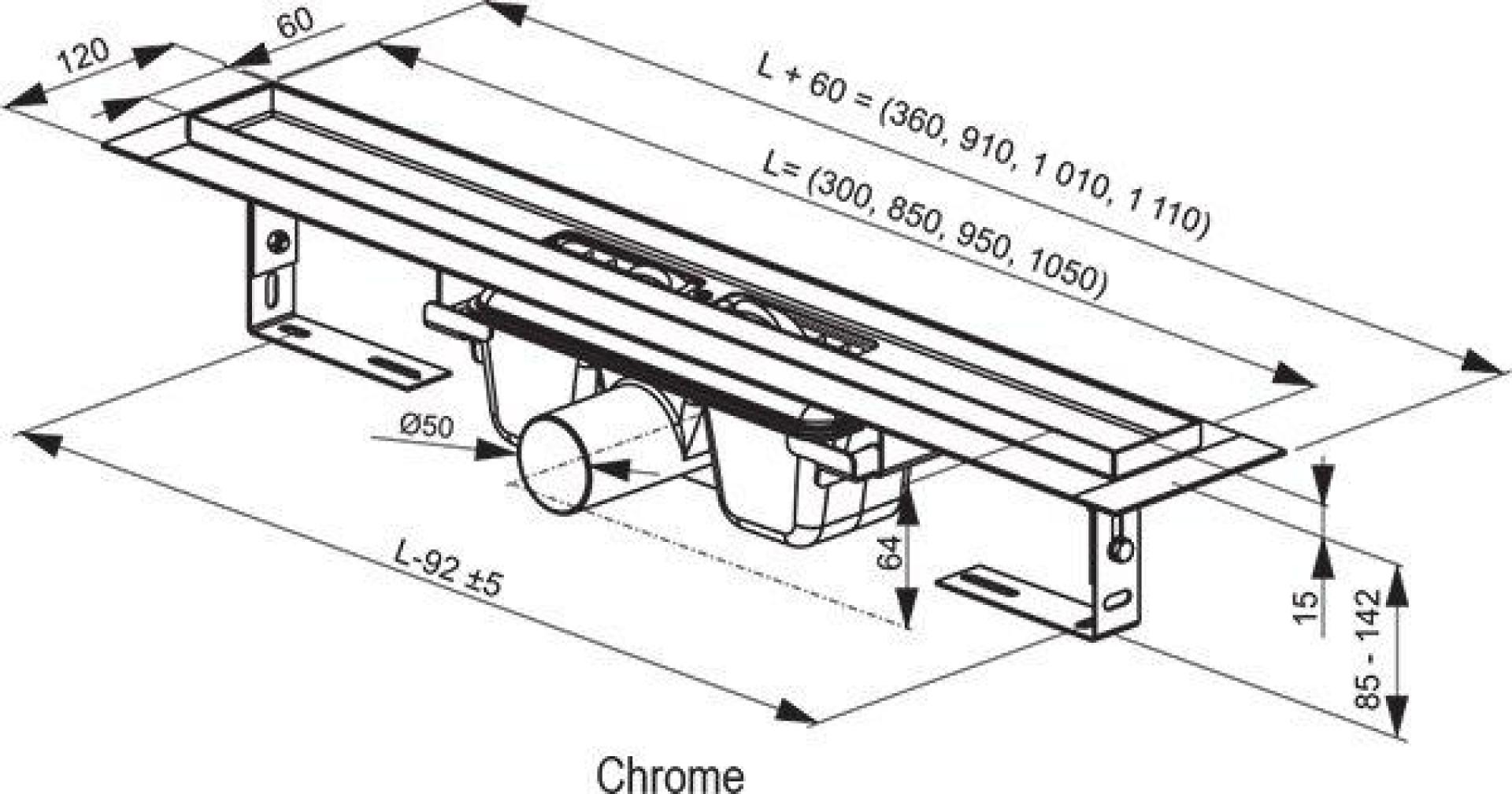 Душевой канал OZ Ravak Chrome 300 - нержавеющая сталь X01426