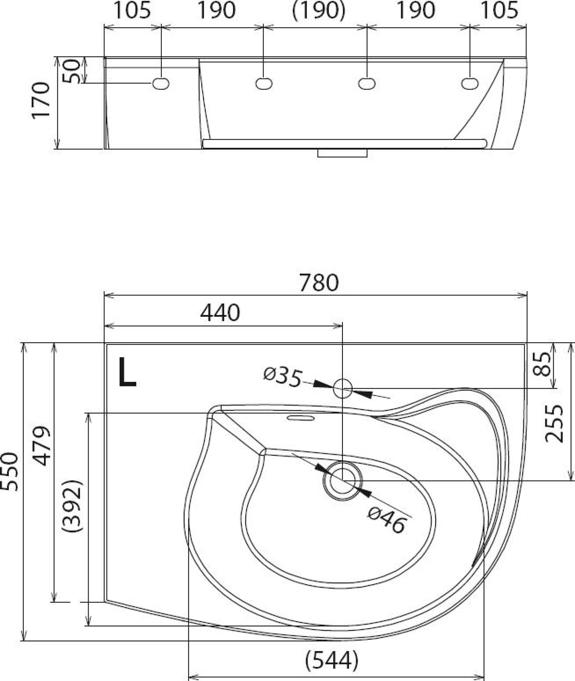 Умывальник Ravak Rosa Comfort Plus L 78х55 XJ0L1100000