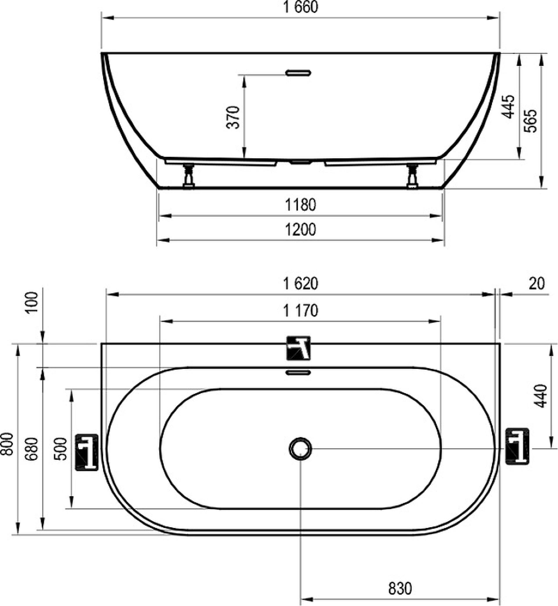 Акриловая ванна Ravak Freedom W 166x80 XC00100027, черный матовый