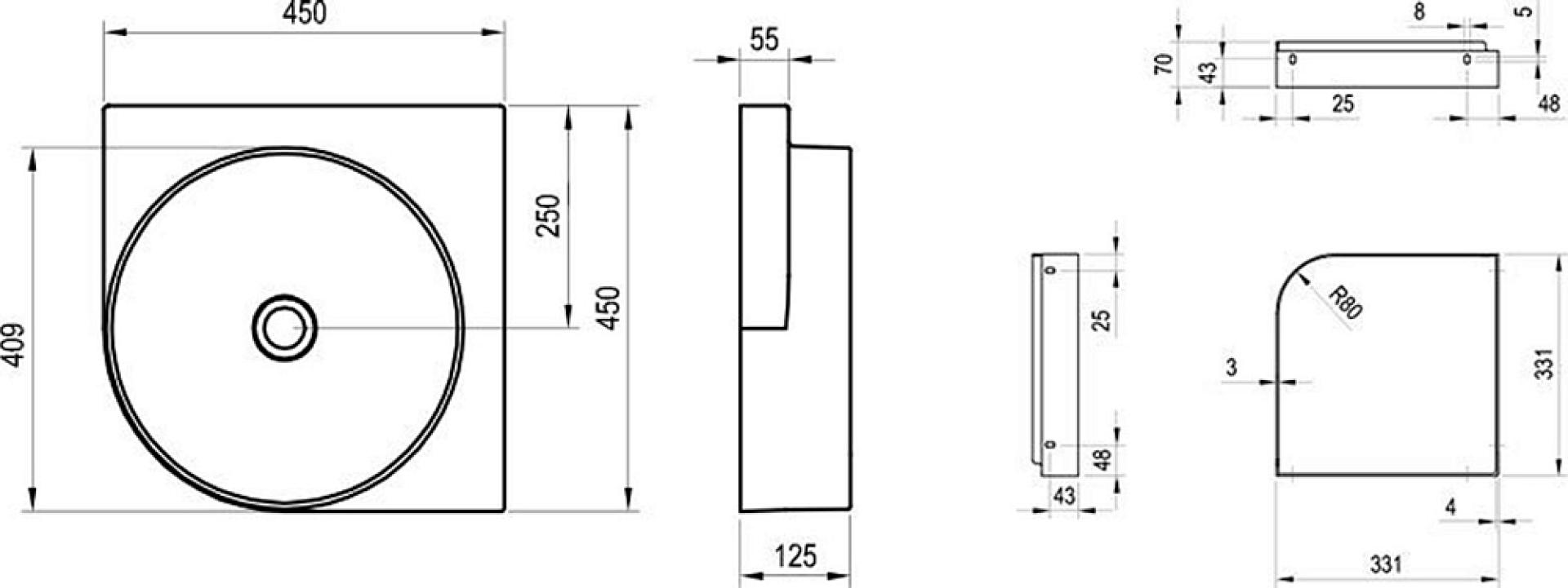 Раковина Ravak Yard 450 C XJX01045000, белый