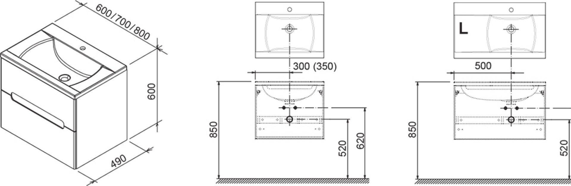 Тумба для комплекта 80 см Ravak SD Classic II X000000917 R, капучино/белый