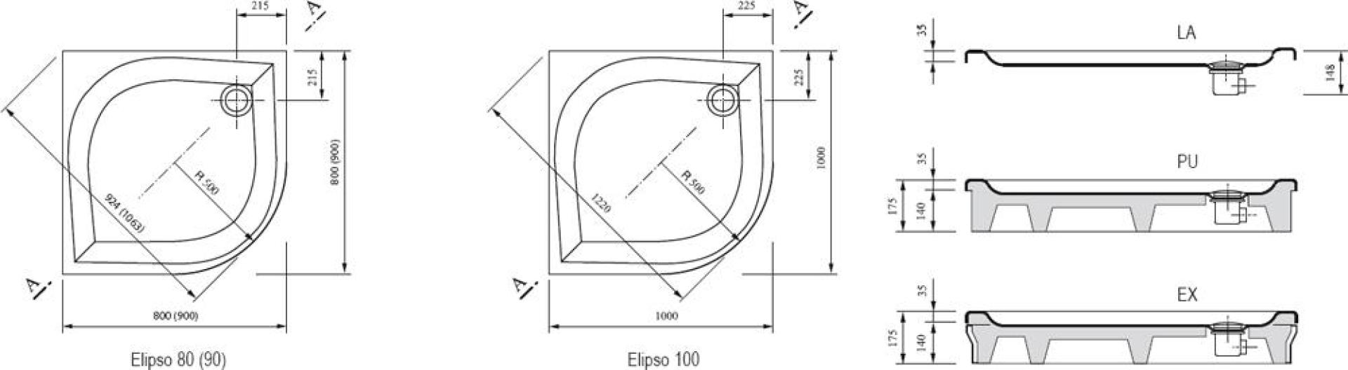 Душевой поддон Ravak Galaxy/Elipso-90 EX белый A227701310