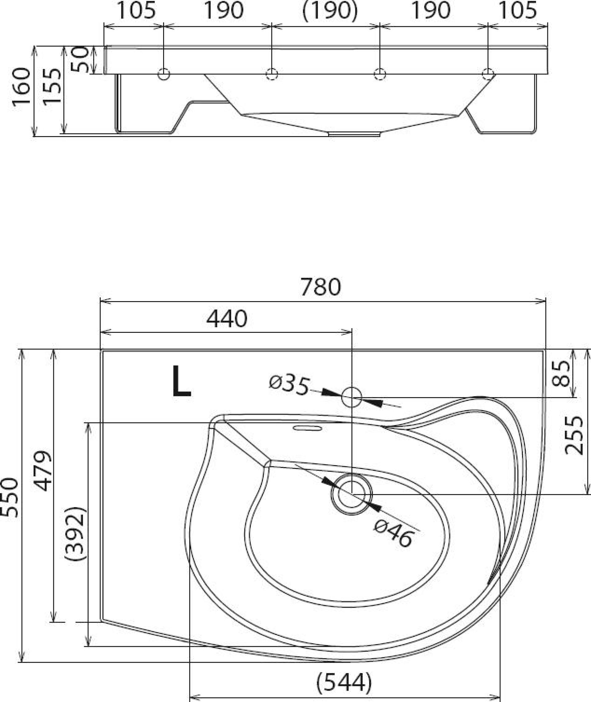 Умывальник Ravak Rosa Comfort L 78х55 XJ8L1100000