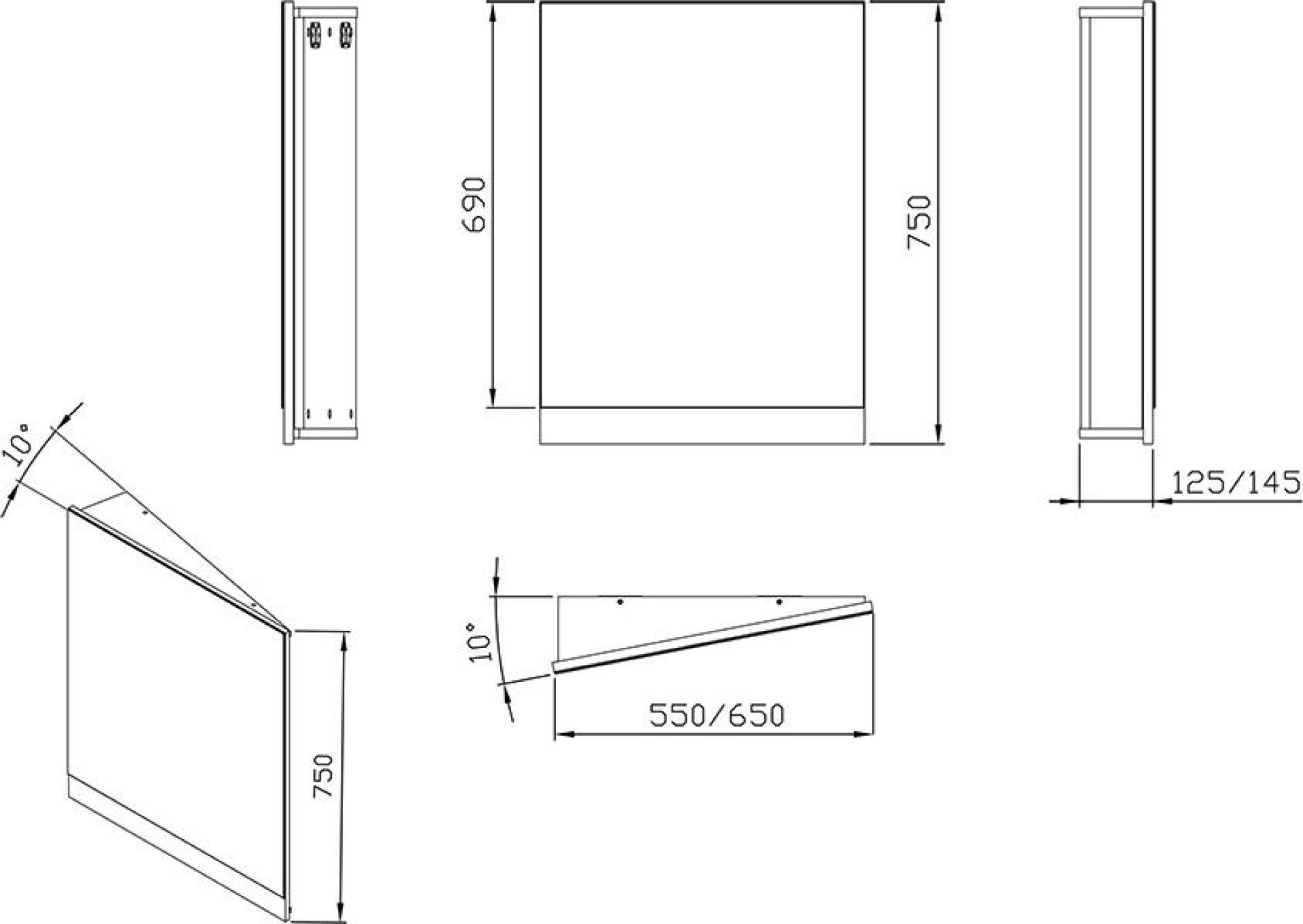 Зеркало 65 см  Ravak 10° X000001077 L, серый