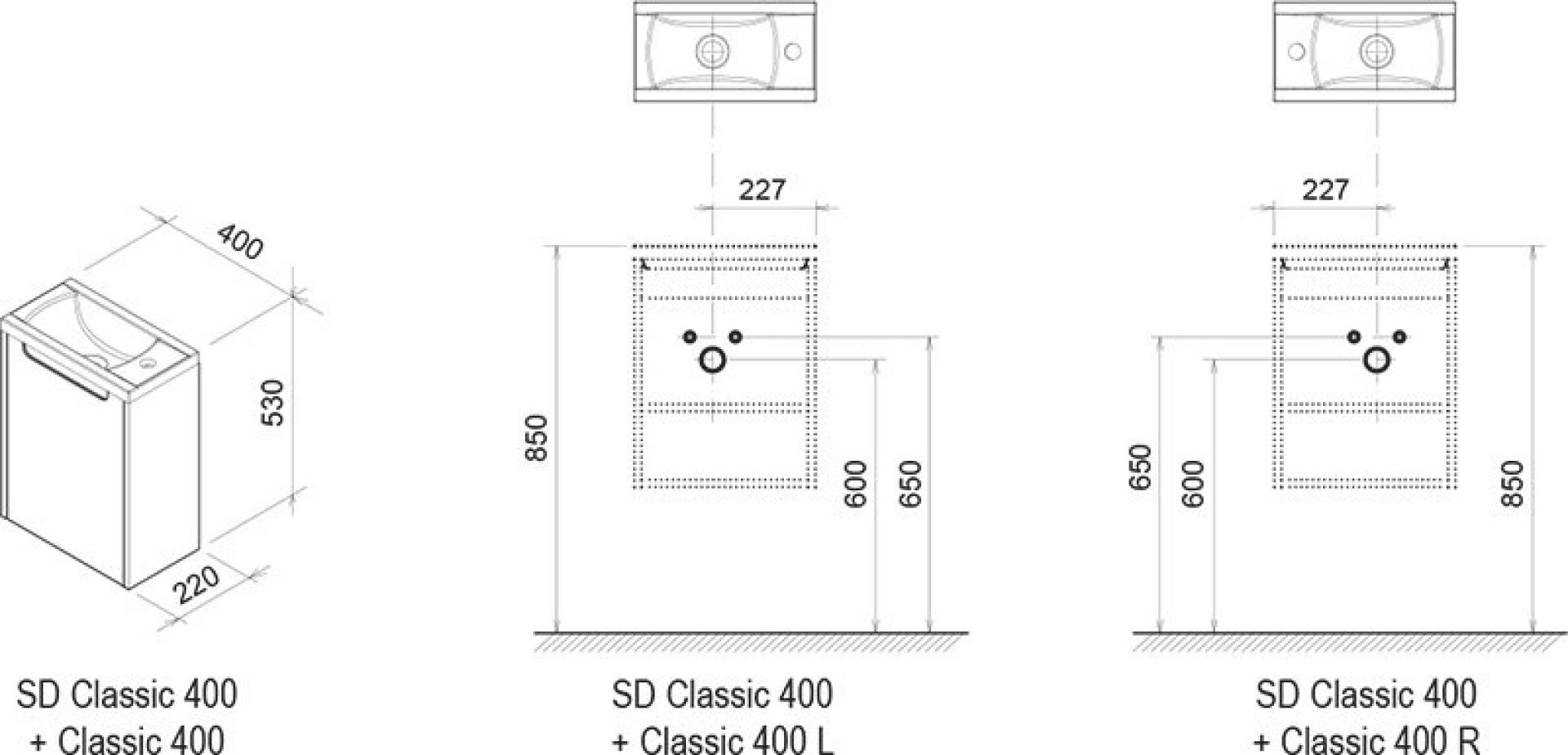 Тумба для комплекта 40 см Ravak Classic X000000959, капучино/белый