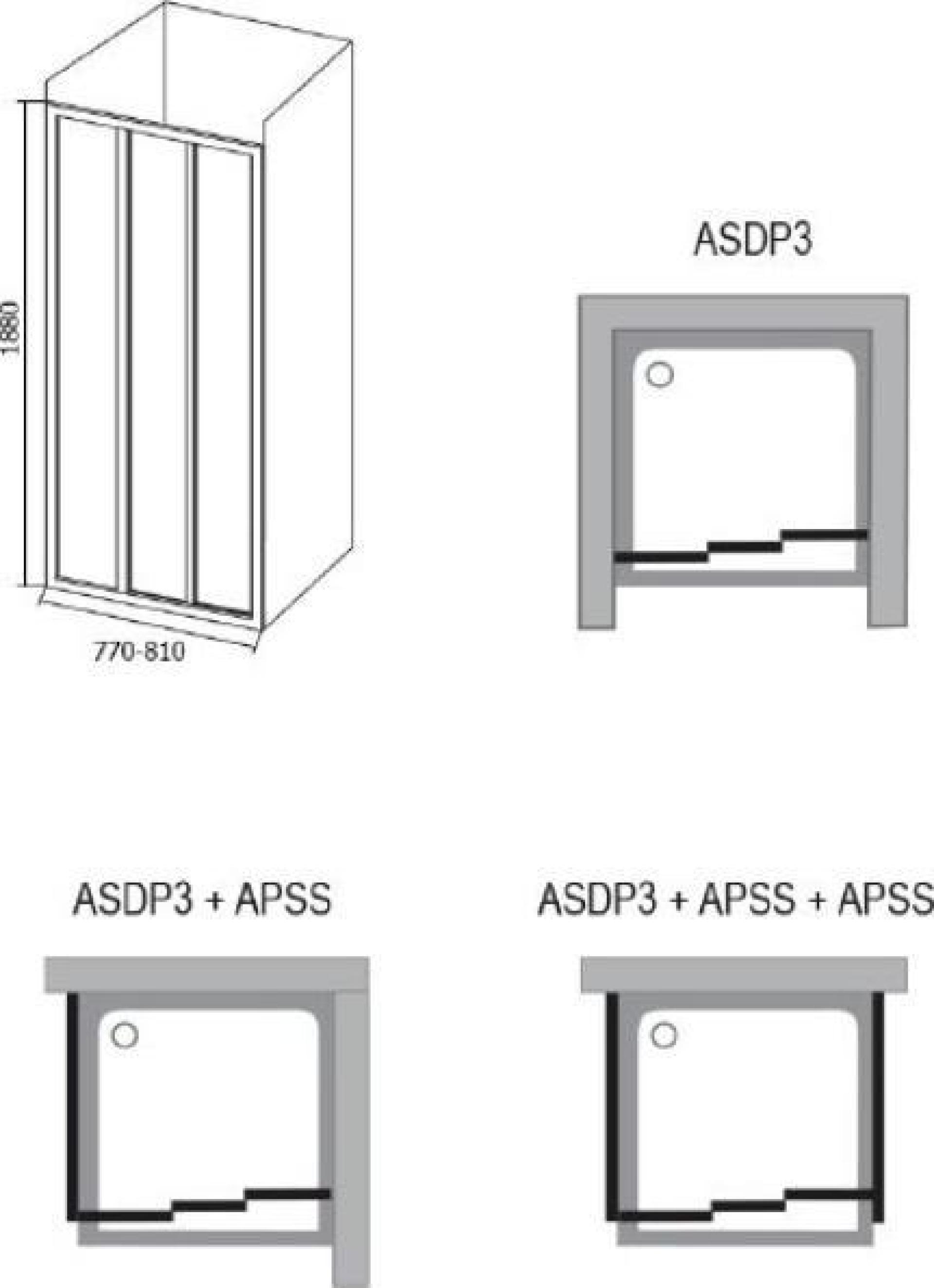 Душевой уголок Ravak Supernova ASDP3-80+APSS-90 белая+пеарл