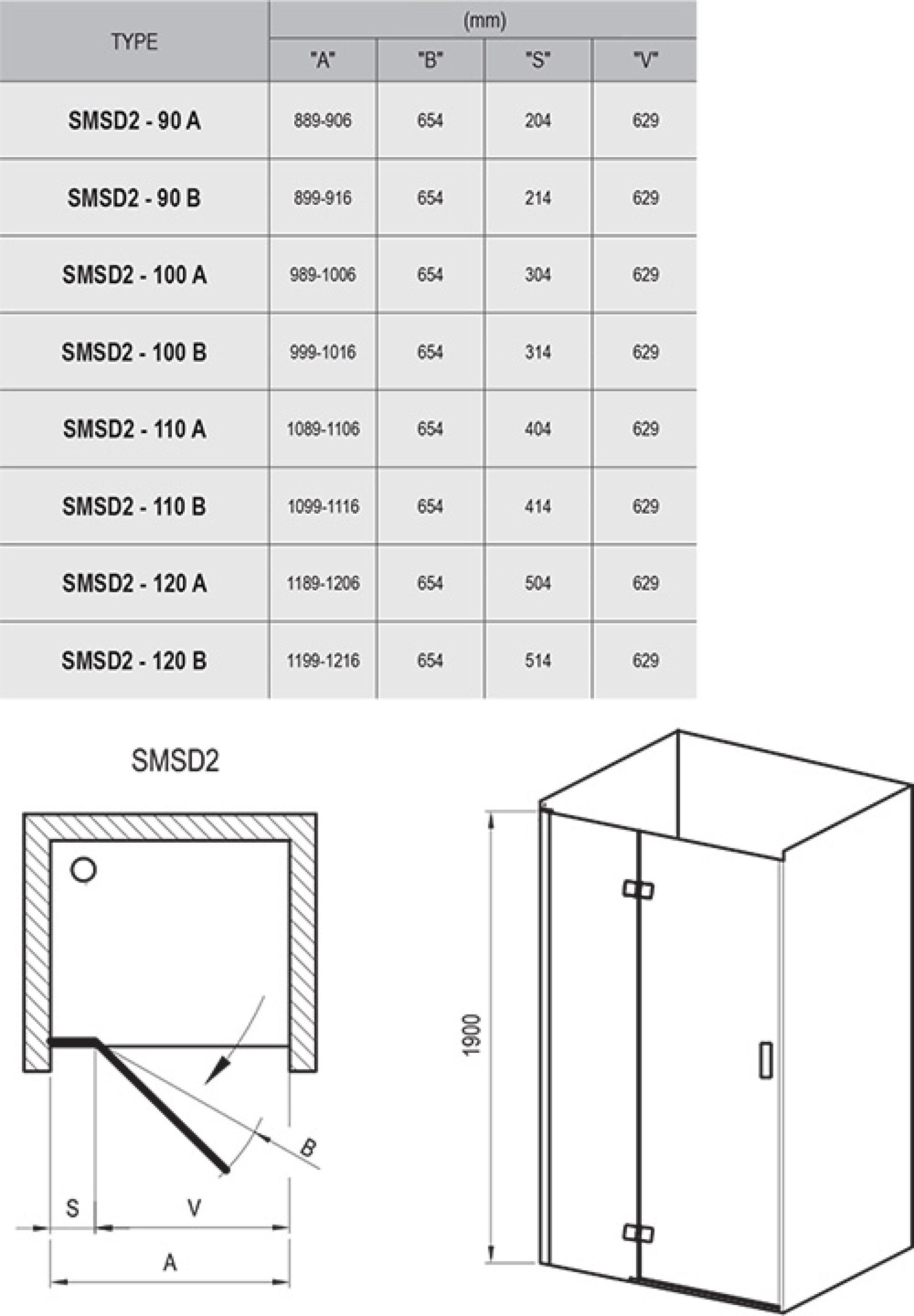 Душевая дверь Ravak Smartline SMSD2-100 A-R хром + транспарент 0SPAAA00Z1