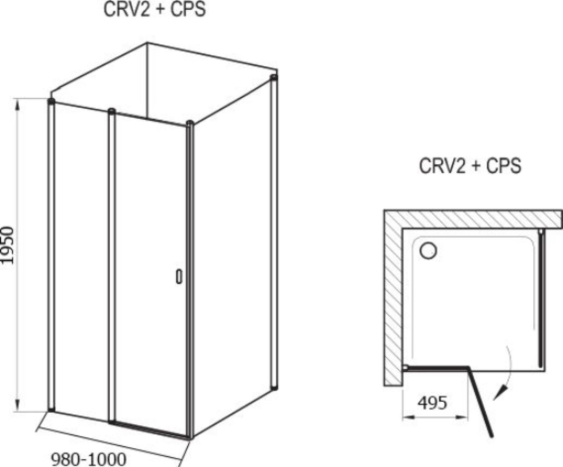 Душевой уголок Ravak Chrome CRV2-100+CPS-100 белый+транспарент