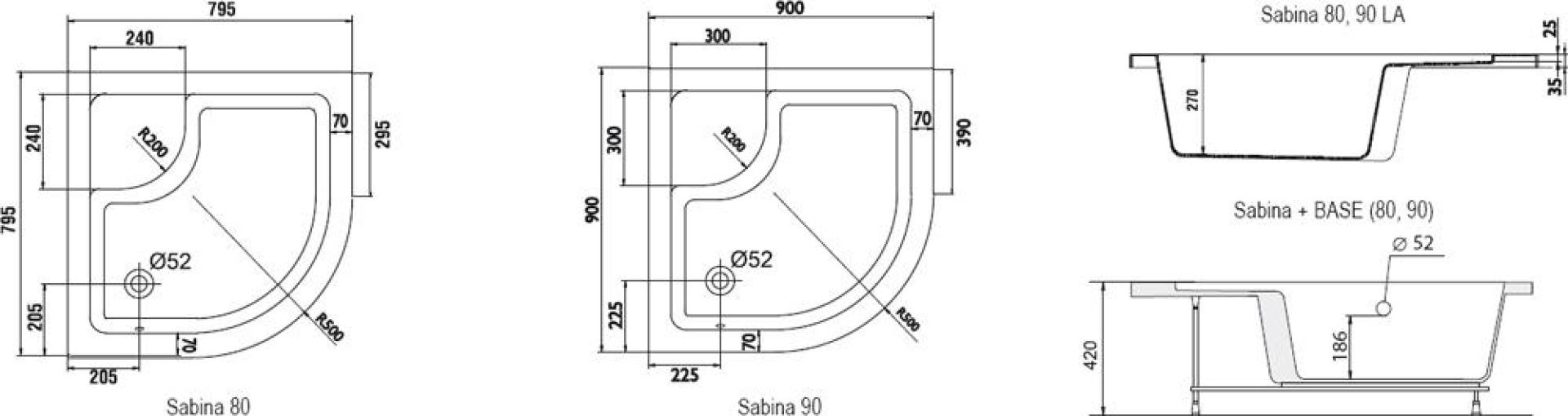 Душевой поддон Ravak Sabina-80 LA белый A214001020