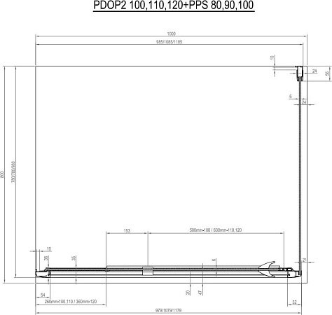 Душевой уголок Ravak Pivot PDOP2-100+PPS-90 белый + транспарент