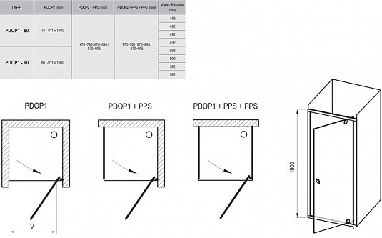 Душевой уголок Ravak Pivot PDOP1-90+PPS-80 сатин + транспарент