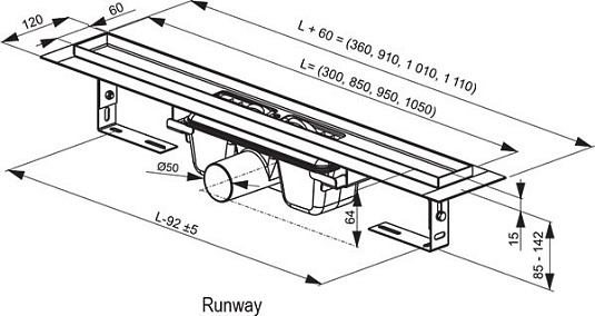 Душевой канал OZ Ravak Runway 850  X01388