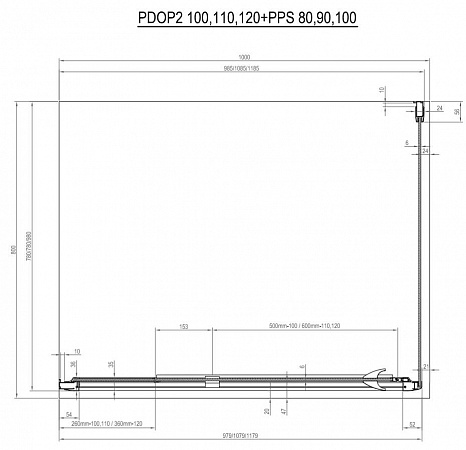 Душевой уголок Ravak Pivot PDOP2-100+PPS-100 белый + транспарент