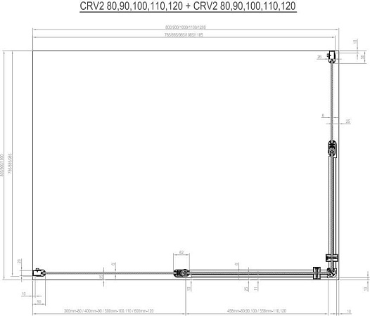 Душевой уголок Ravak Chrome CRV2-100+CPS-100 белый+транспарент